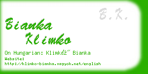 bianka klimko business card